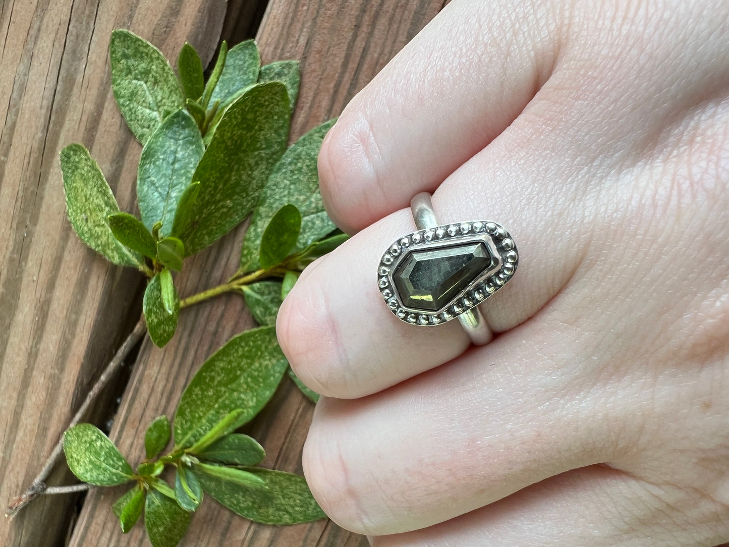 Sterling Silver and Pyrite Coffin Ring