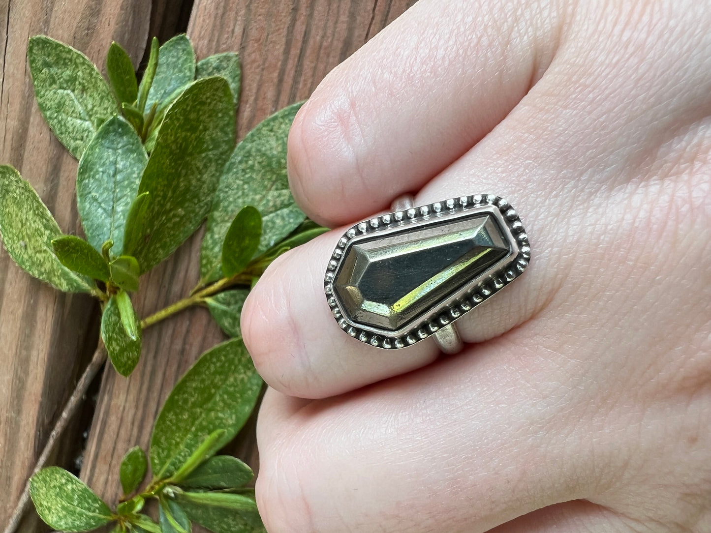 Sterling Silver and Pyrite Coffin Ring