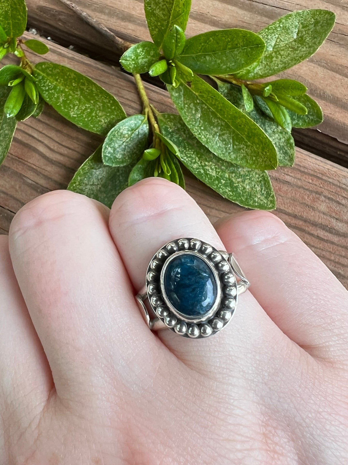 Sterling Silver and Blue Apatite Ring