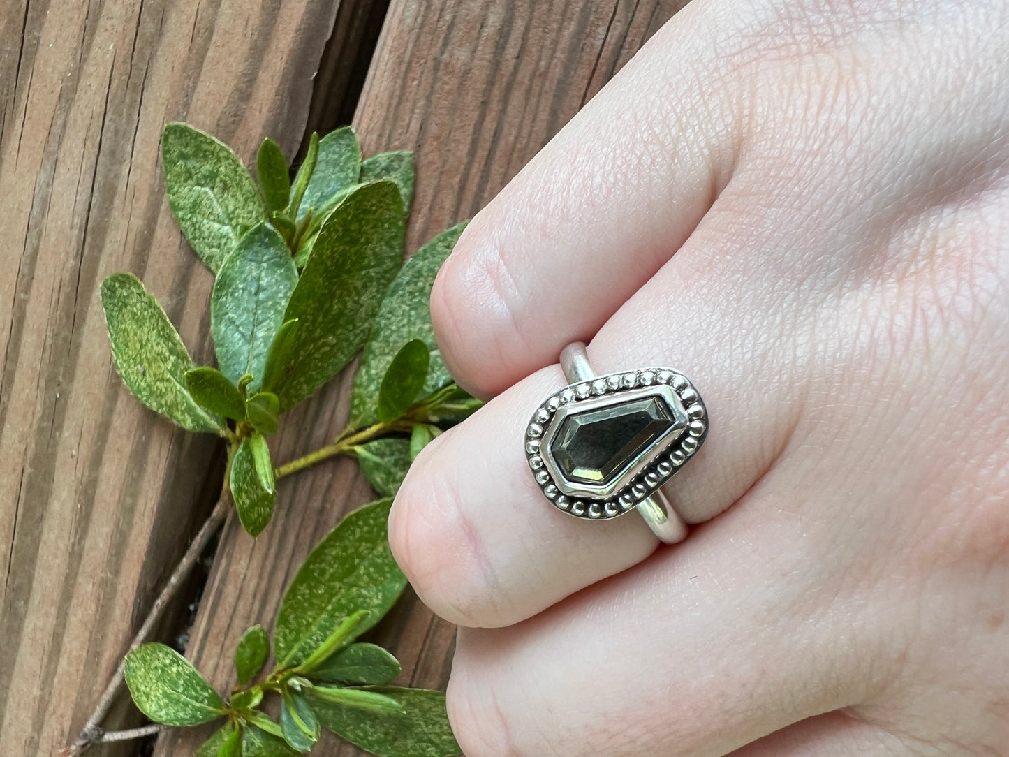 Sterling Silver and Pyrite Coffin Ring