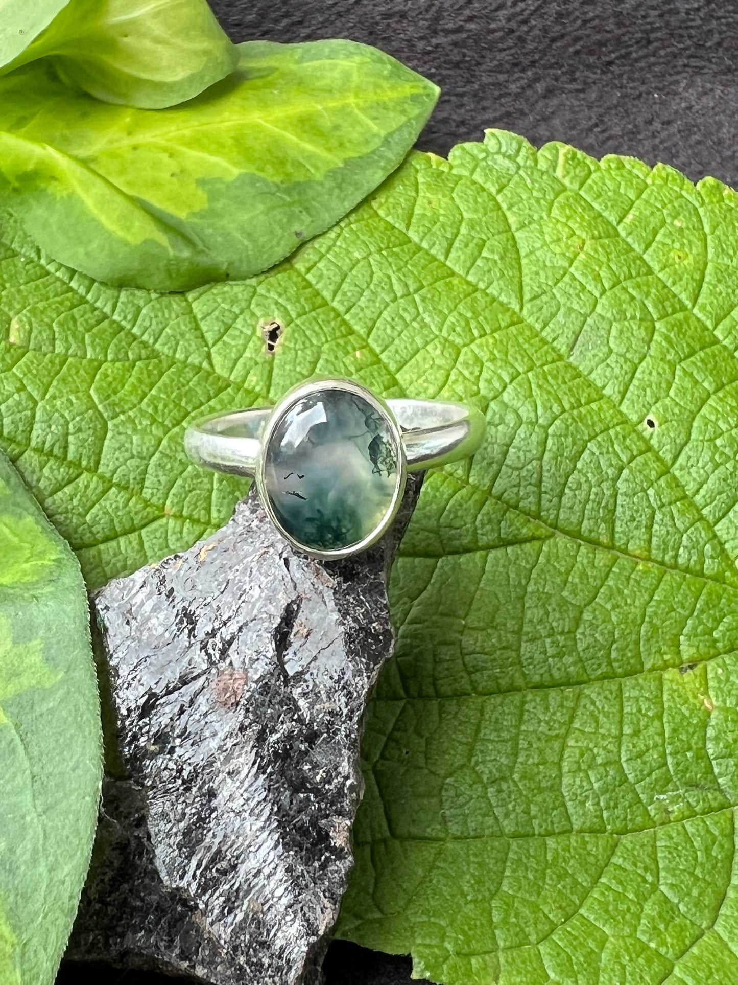 Sterling Silver Moss Agate Ring