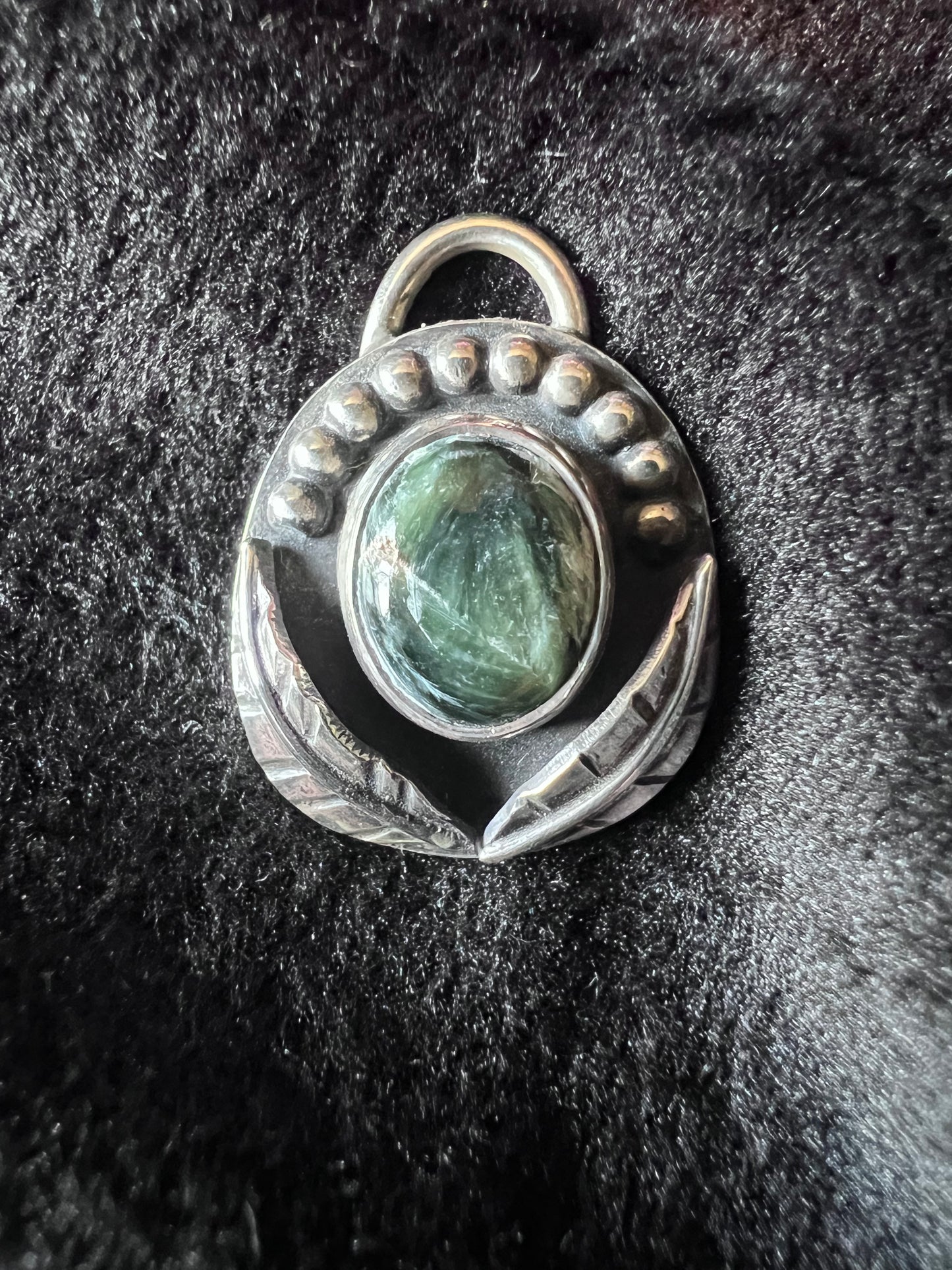 Sterling Silver and Seraphinite Leafy Pendant