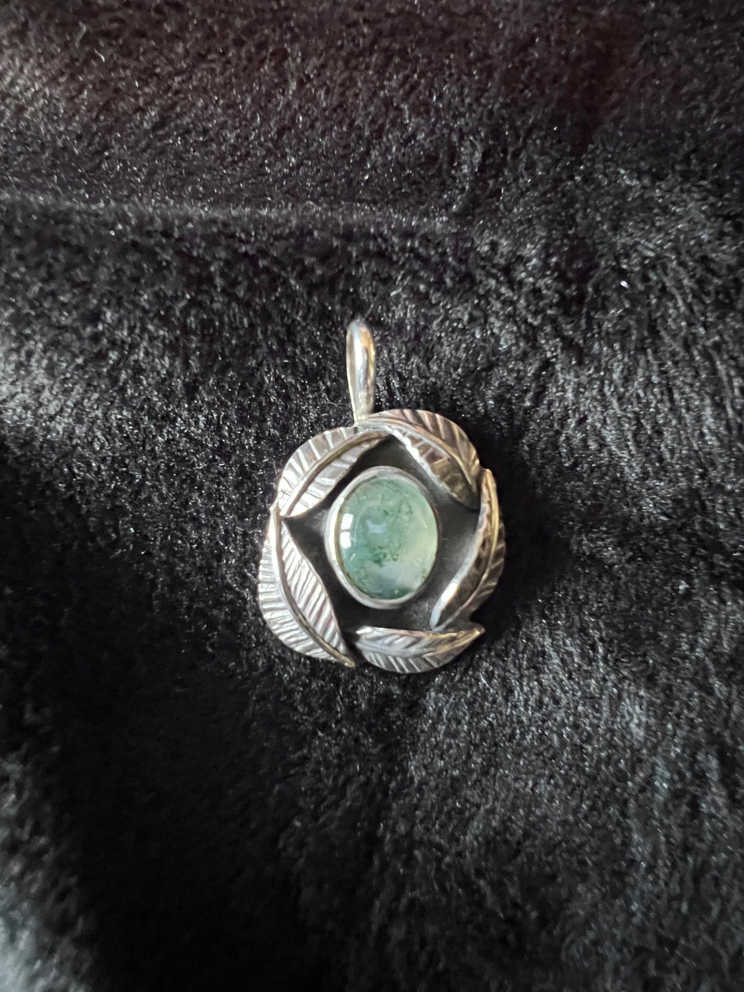 Sterling Silver and Moss Agate Pendant