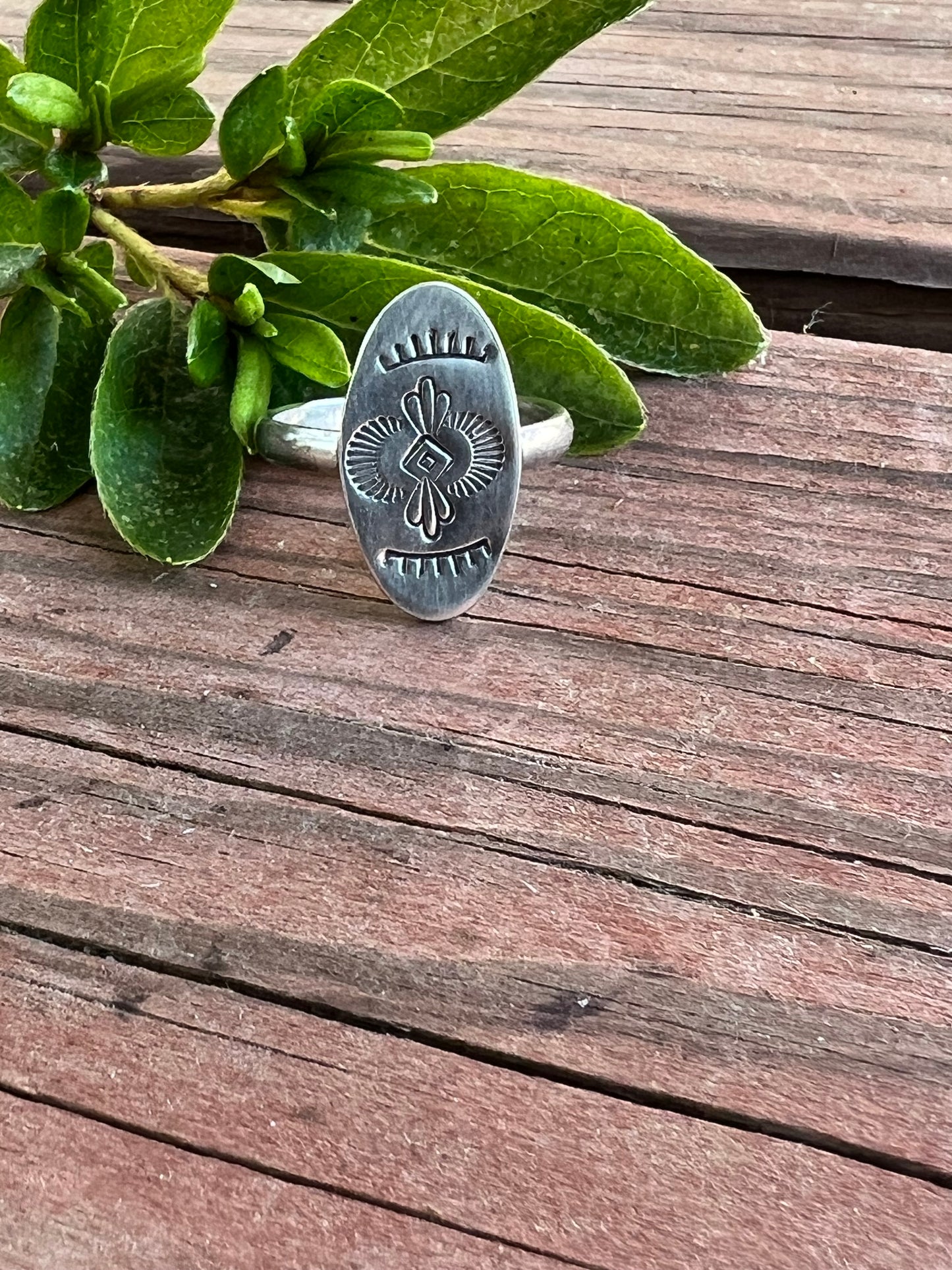 Sterling Silver Stamped Design Ring