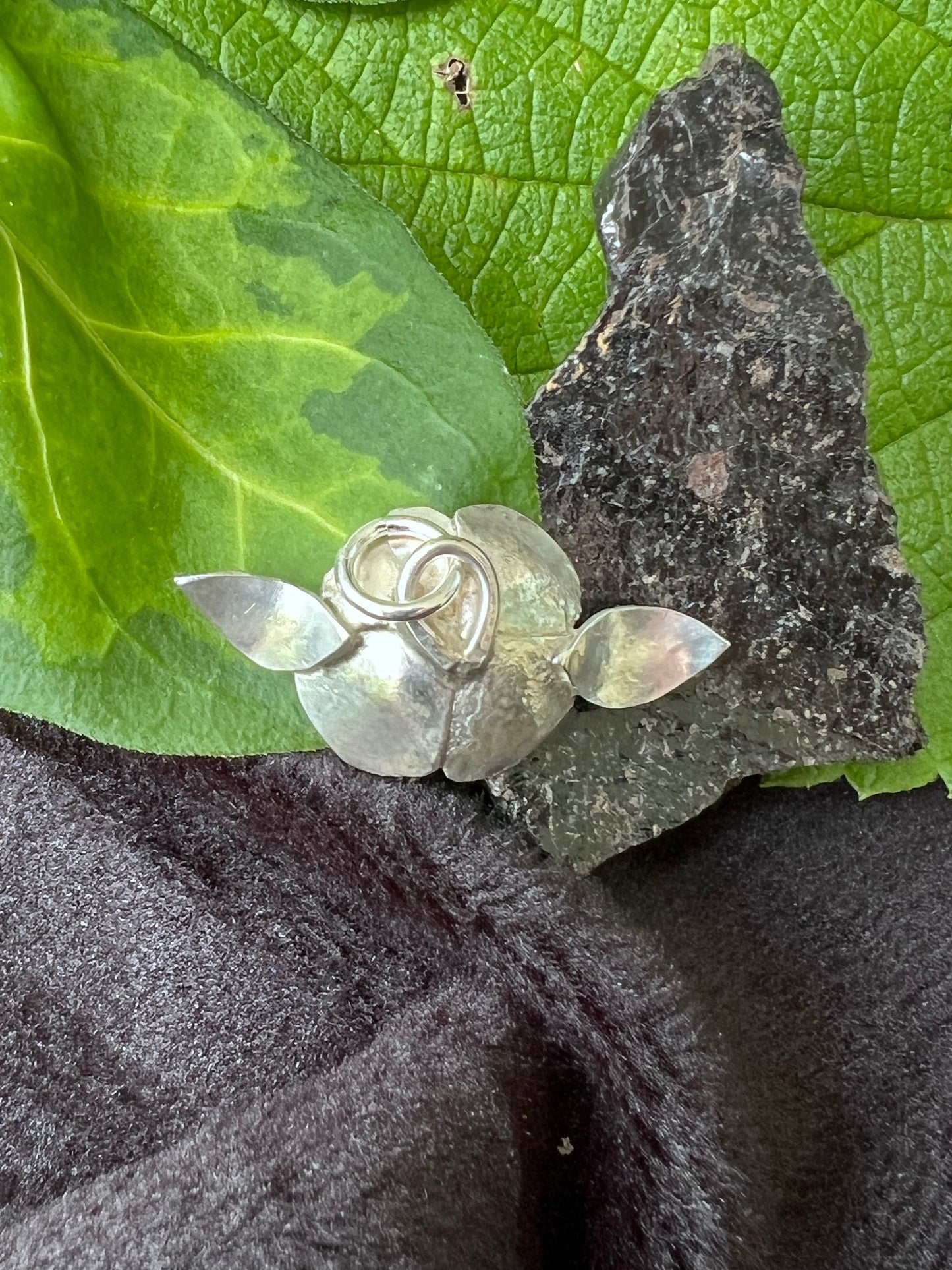 Sterling Silver Flower and Leaves Pendant