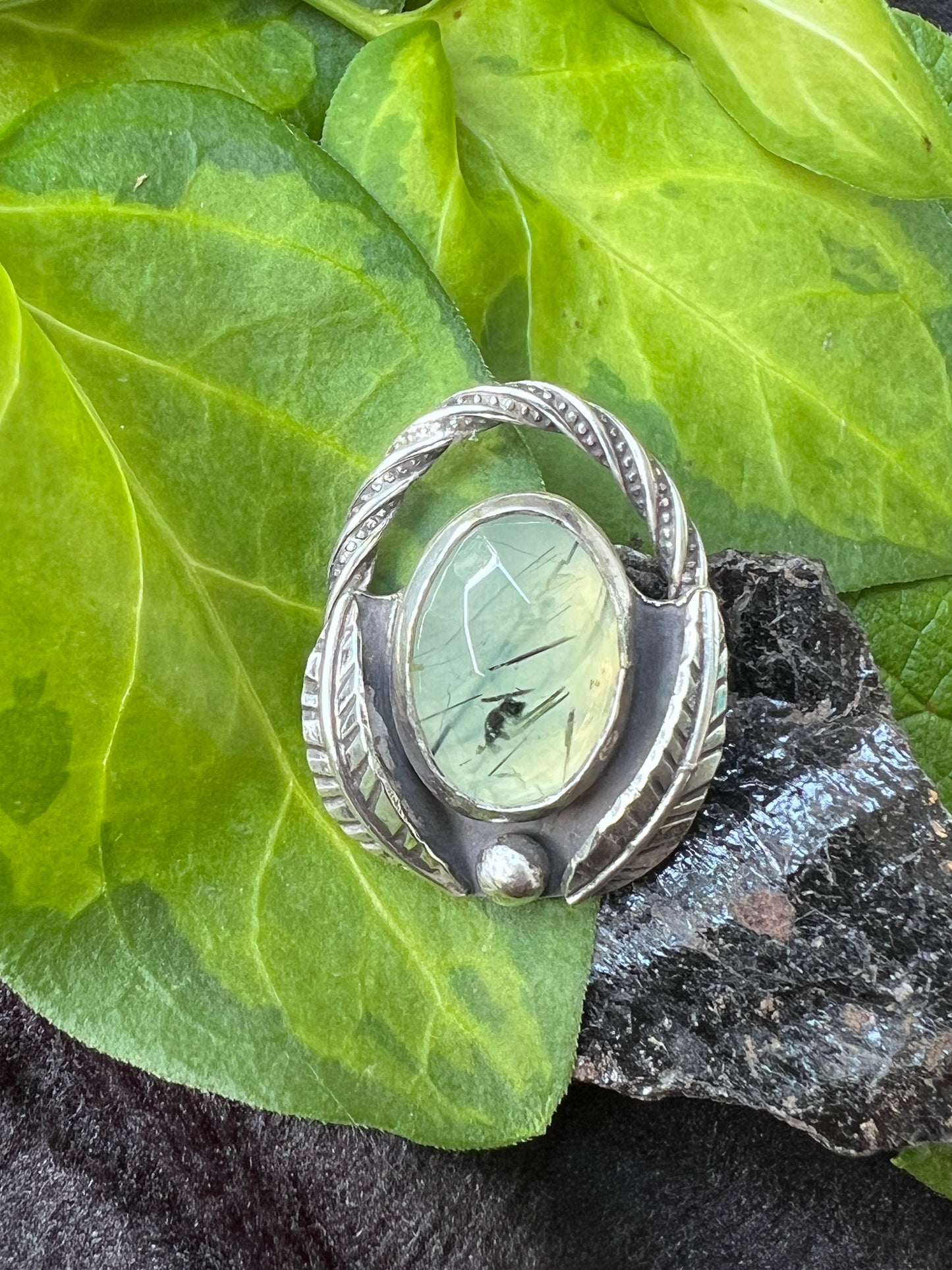 Sterling Silver and Prehnite Pendant