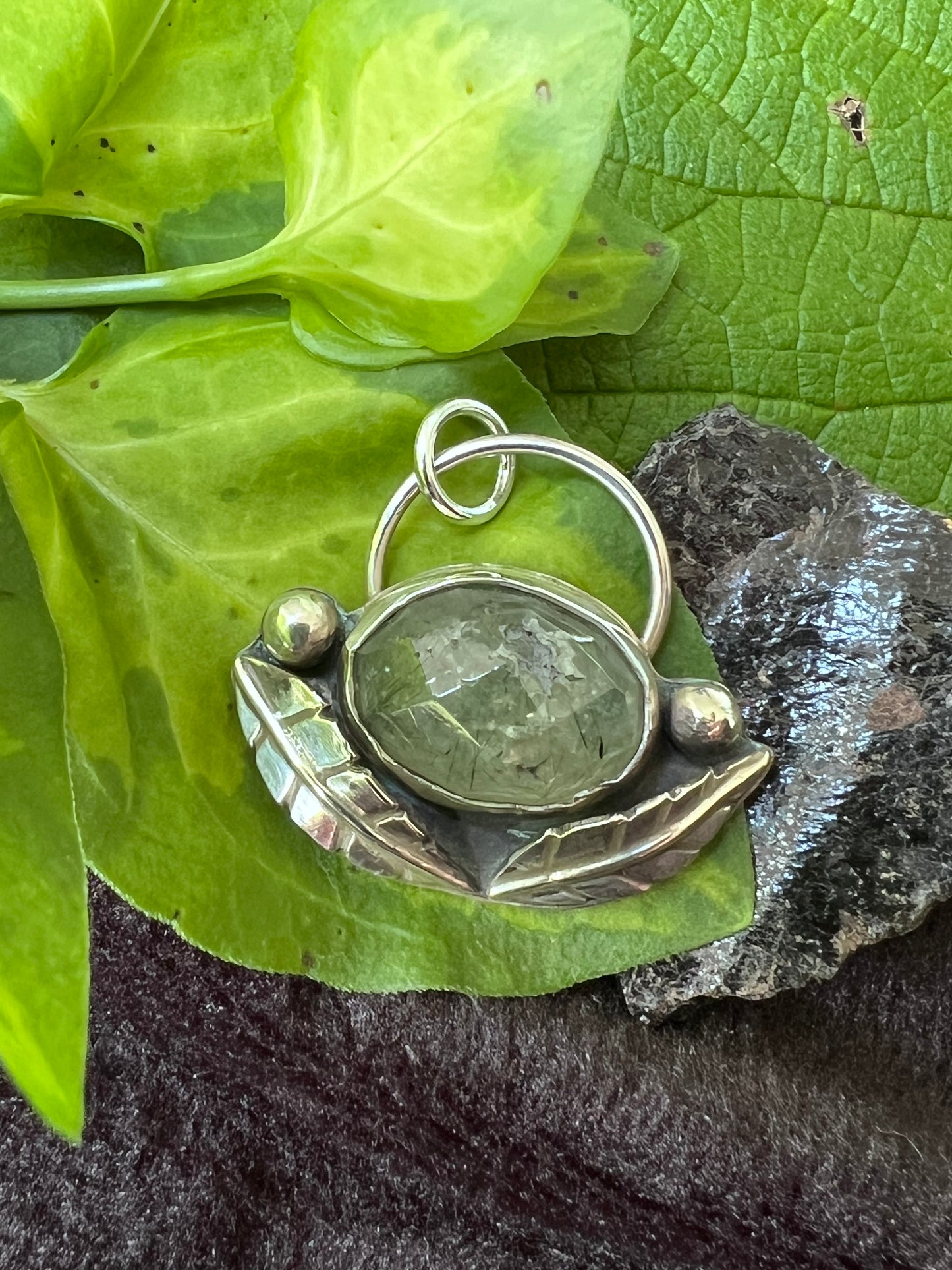 Sterling Silver and Prehnite Pendant