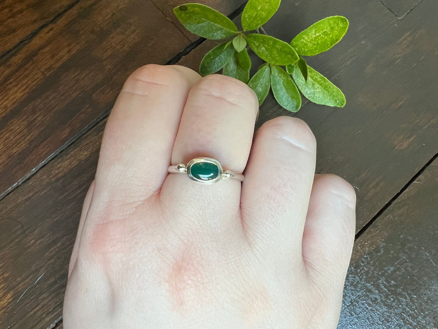 Sterling Silver and Green Onyx Ring