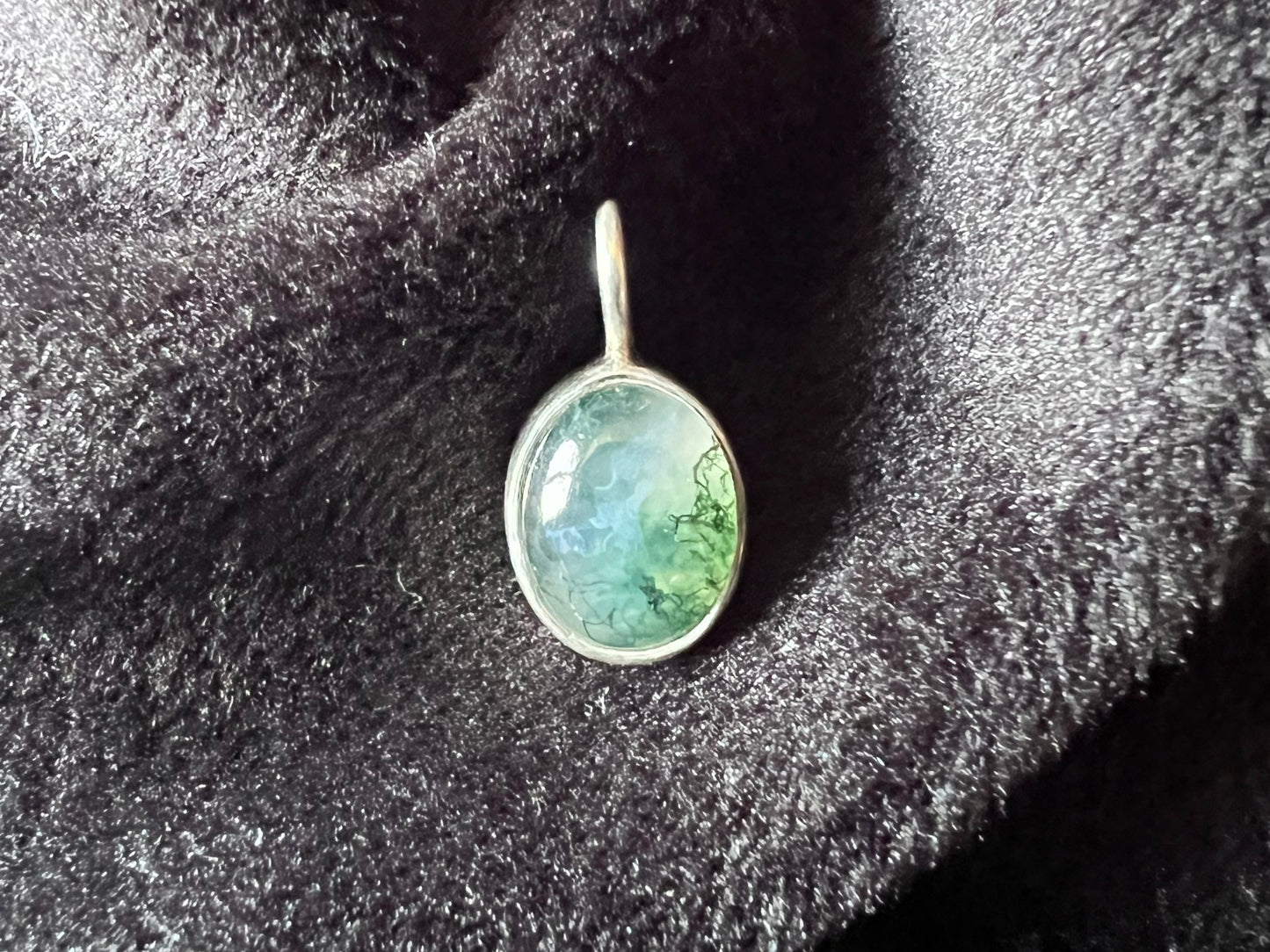 Sterling Silver and Moss Agate Pendant