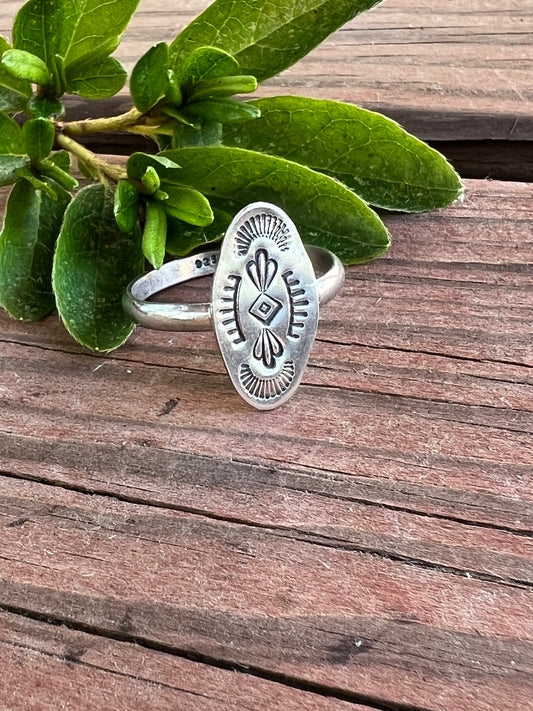 Sterling Silver Stamped Design Ring