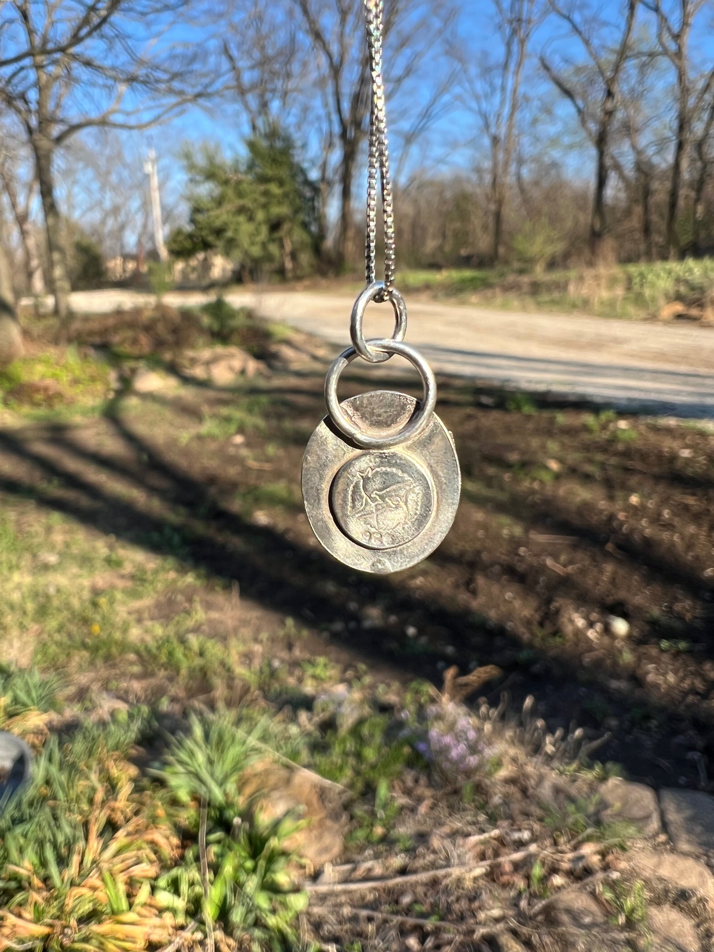 Sterling Silver Snake and Leaf Pendant