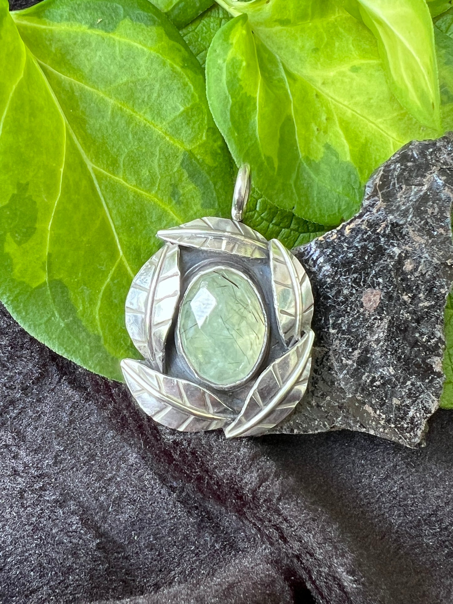 Sterling Silver and Prehnite Pendant