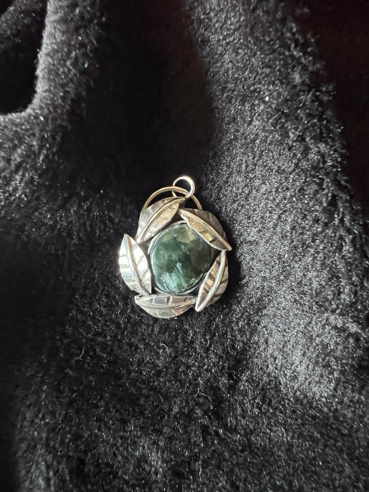 Sterling Silver and Seraphinite Leafy Pendant