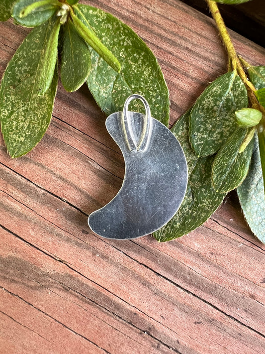 Sterling Silver and Black Onyx Moon Pendant