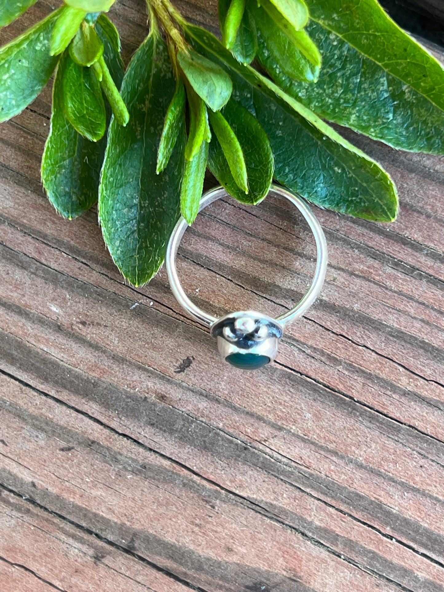 Sterling Silver and Green Onyx Ring