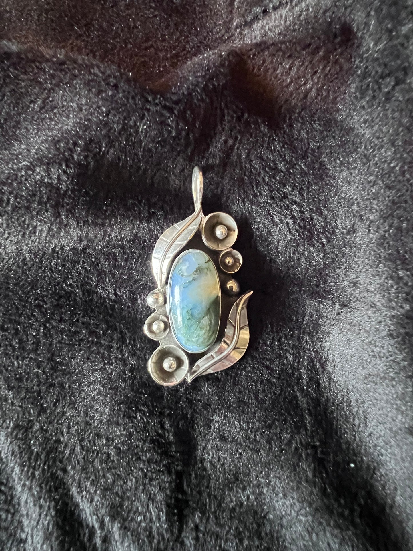 Sterling Silver and Moss Agate Pendant