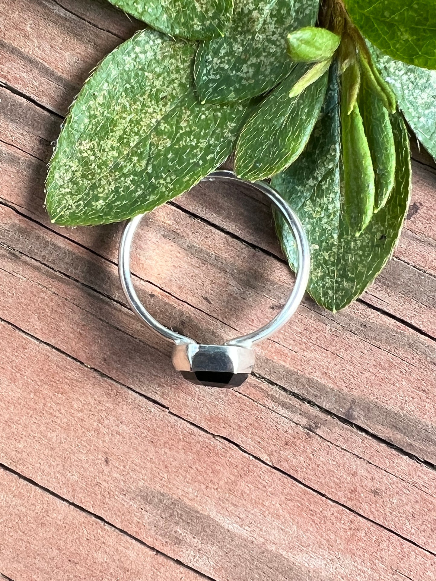 Sterling Silver and Black Onyx Coffin Ring