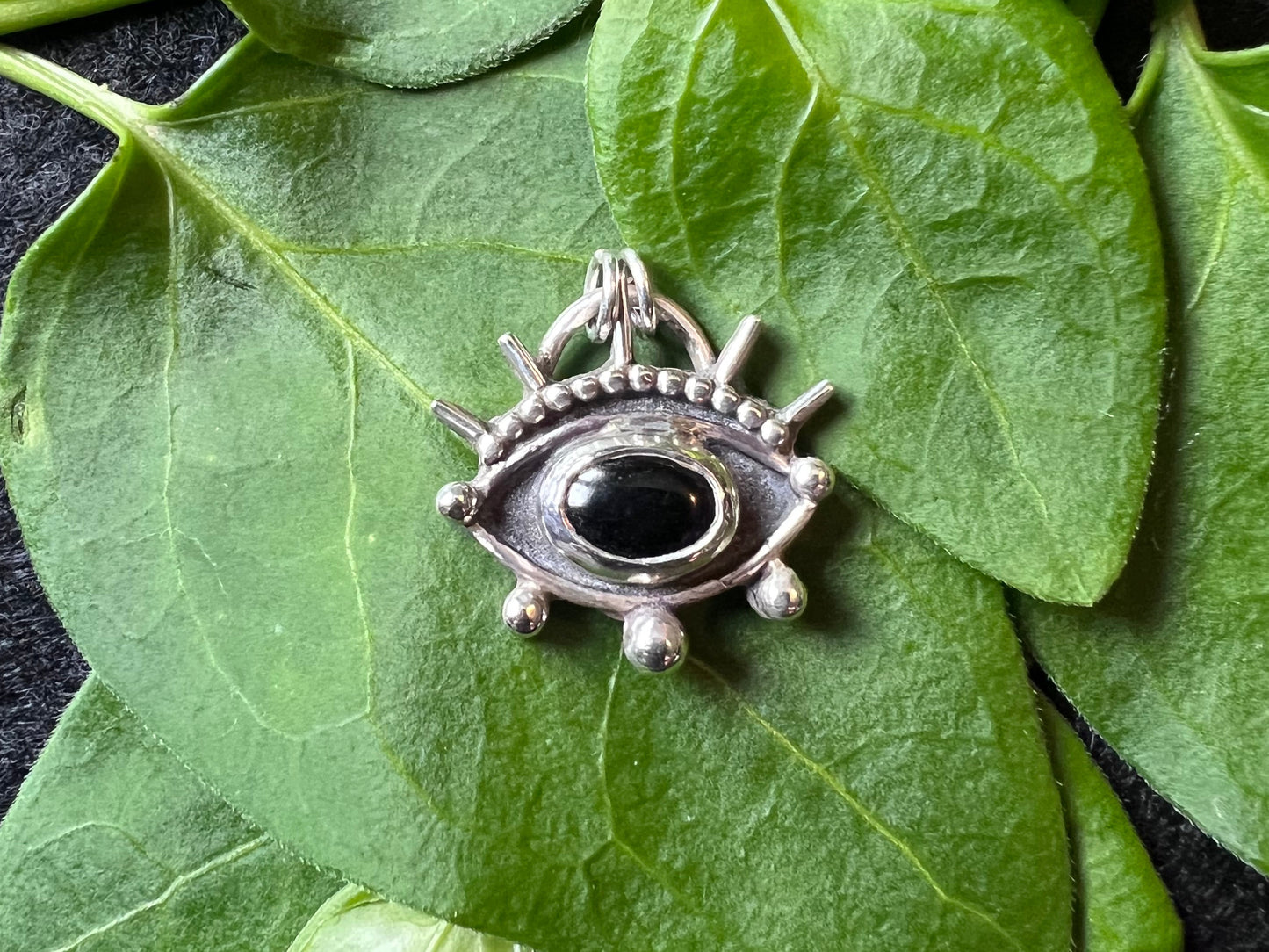 Sterling Silver and Black Onyx Evil Eye Pendant