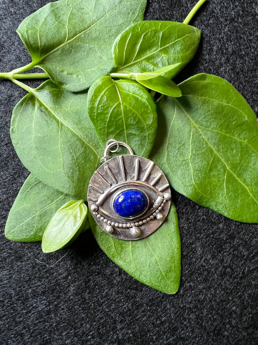 Sterling Silver and Lapis Lazuli Evil Eye Pendant