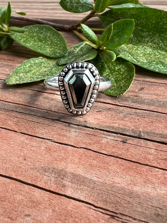 Sterling Silver and Pyrite Coffin Ring