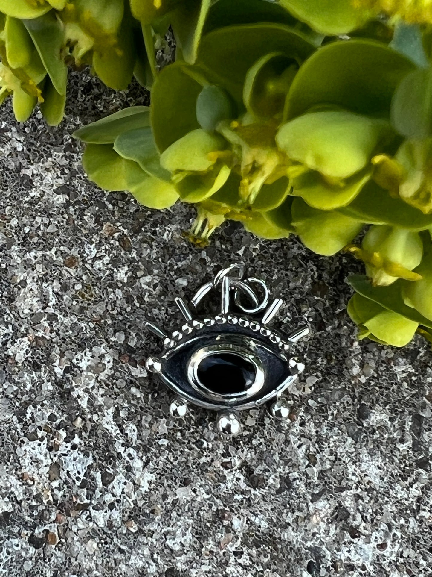 Sterling Silver and Black Onyx Evil Eye Pendant