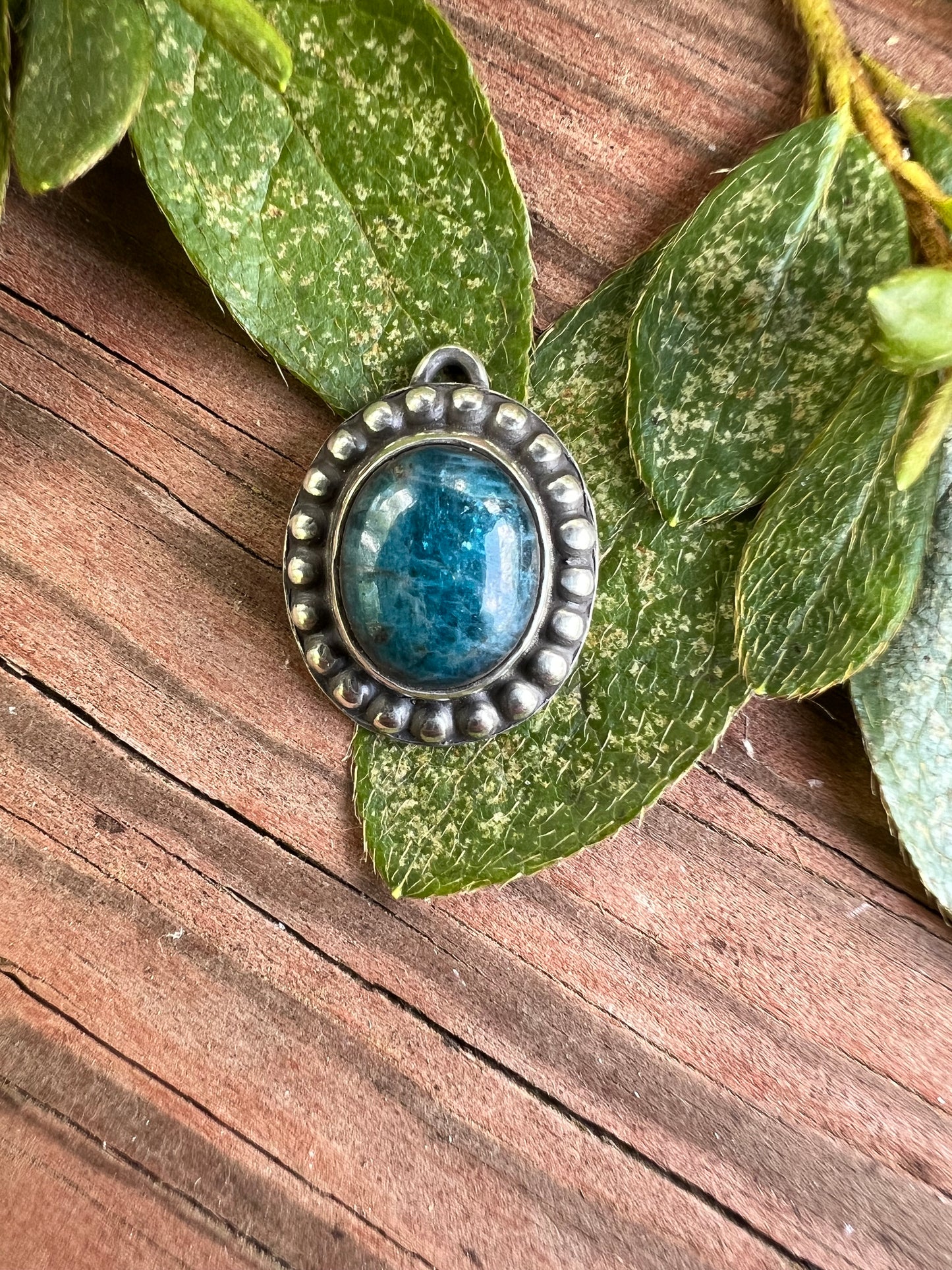 Sterling Silver and Blue Apatite Pendant
