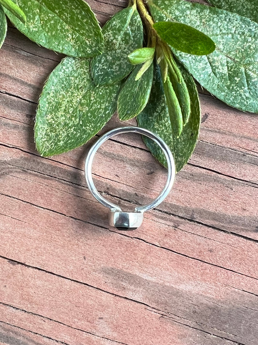 Sterling Silver and Black Onyx Coffin Ring