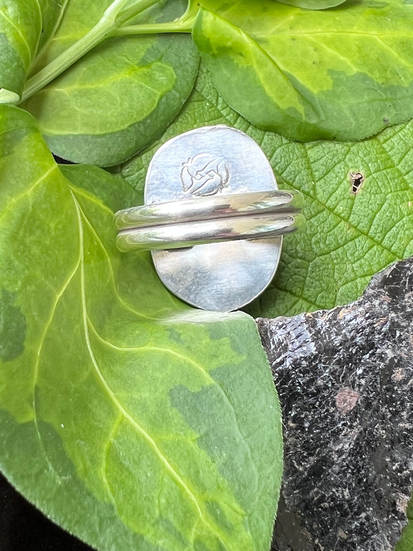 Sterling Silver and Moss Agate Leafy Ring