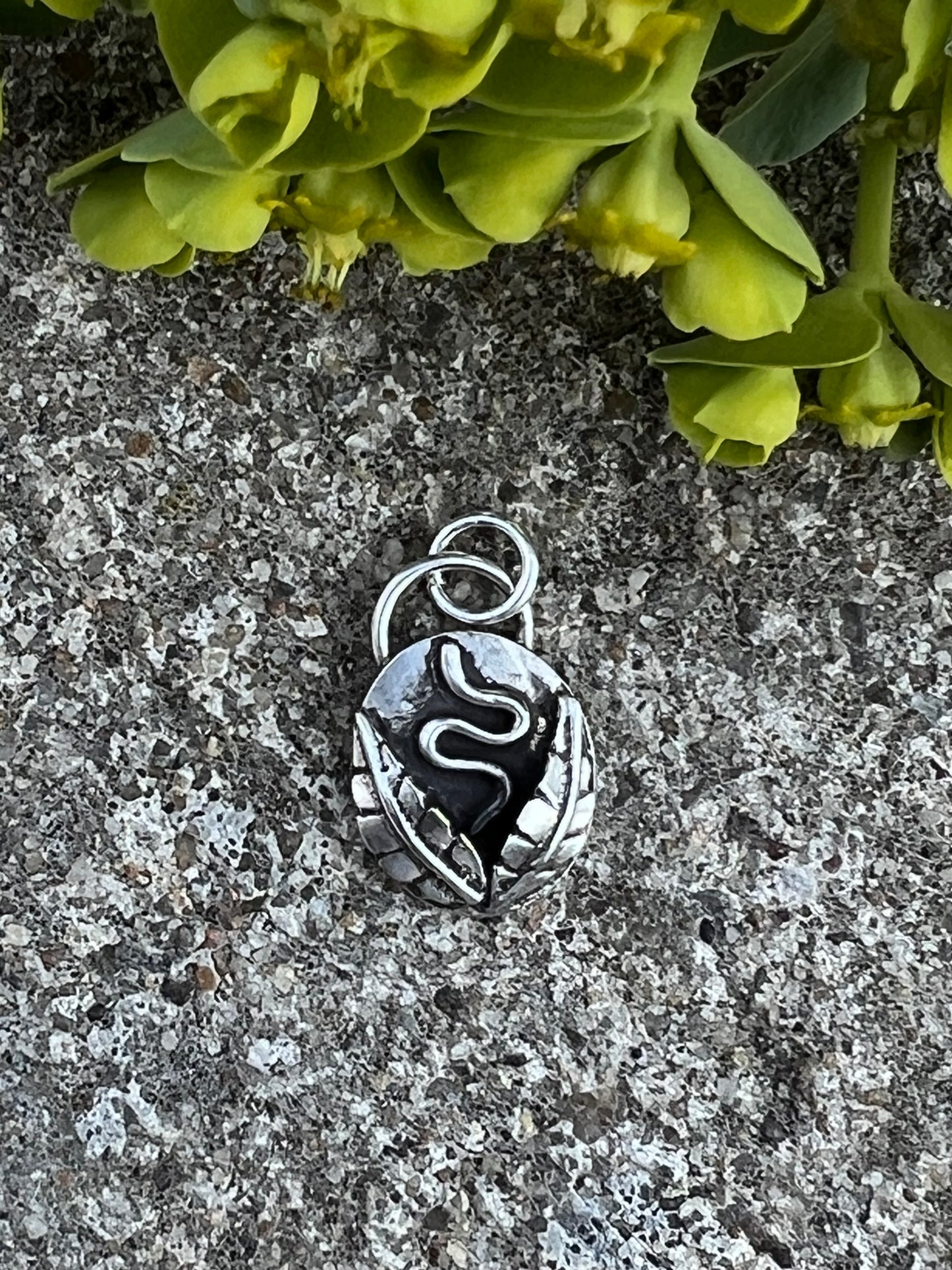 Sterling Silver Snake and Leaf Pendant