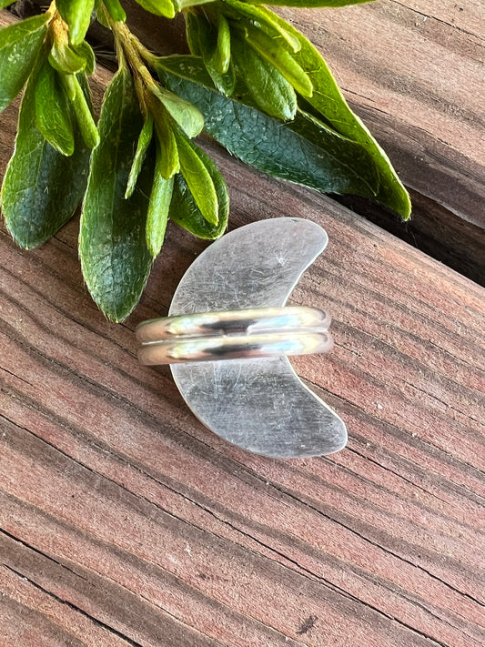 Sterling Silver and Black Onyx Moon Ring