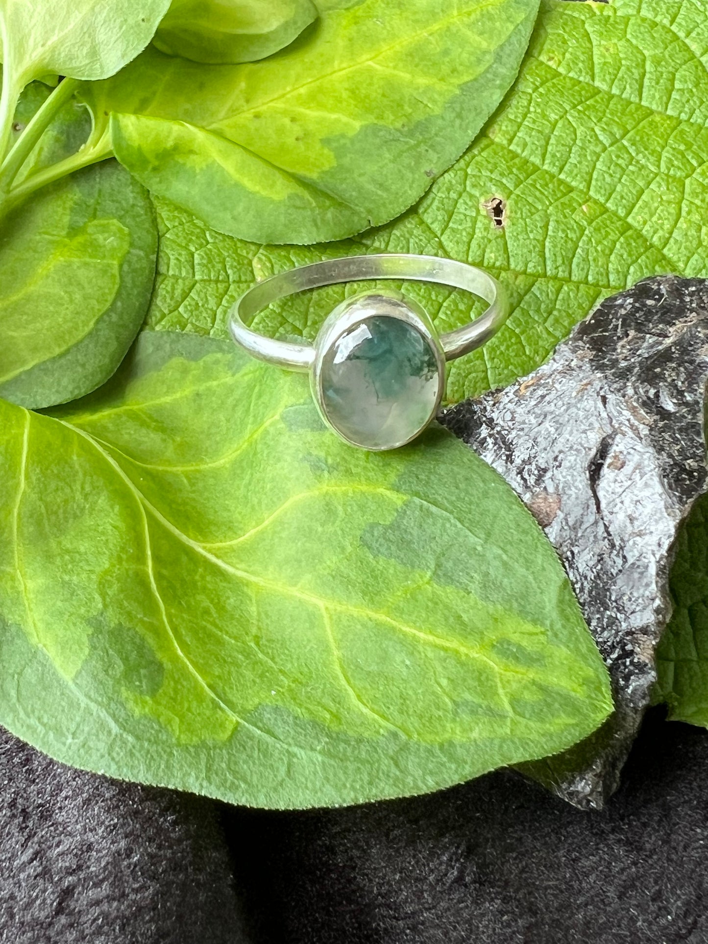 Sterling Silver Moss Agate Ring