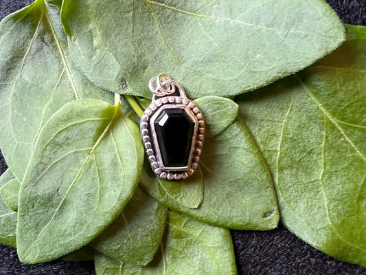 Sterling Silver and Black Onyx Coffin Pendant