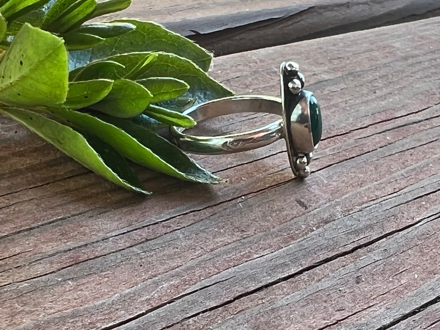Sterling Silver and Green Onyx Ring