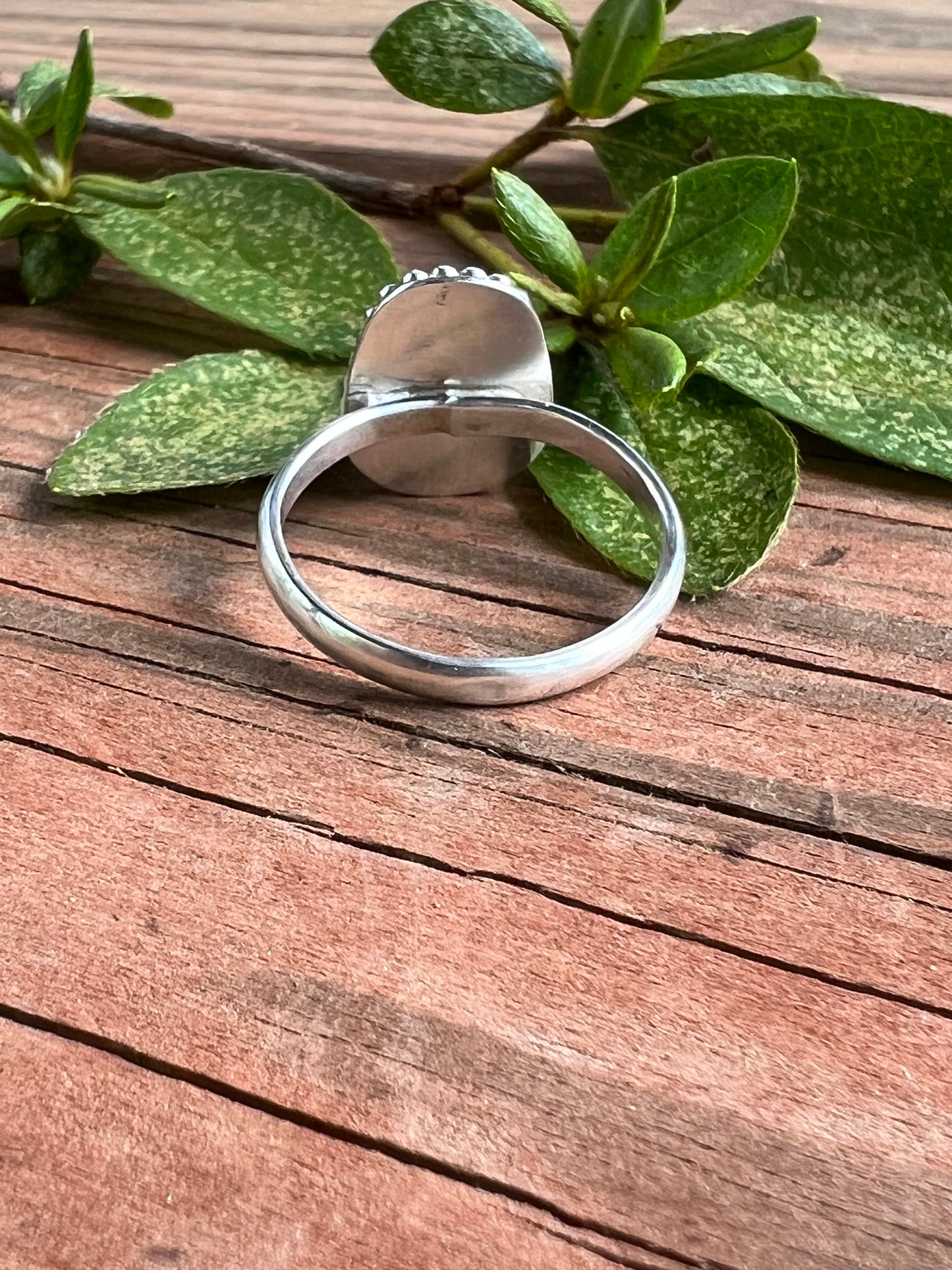 Sterling Silver and Gray Calcedony Coffin Ring