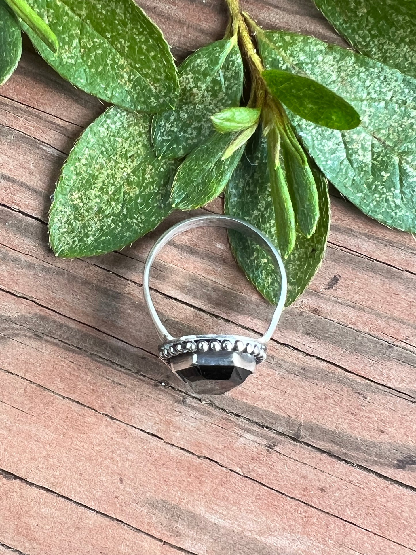 Sterling Silver and Black Onyx Coffin Ring