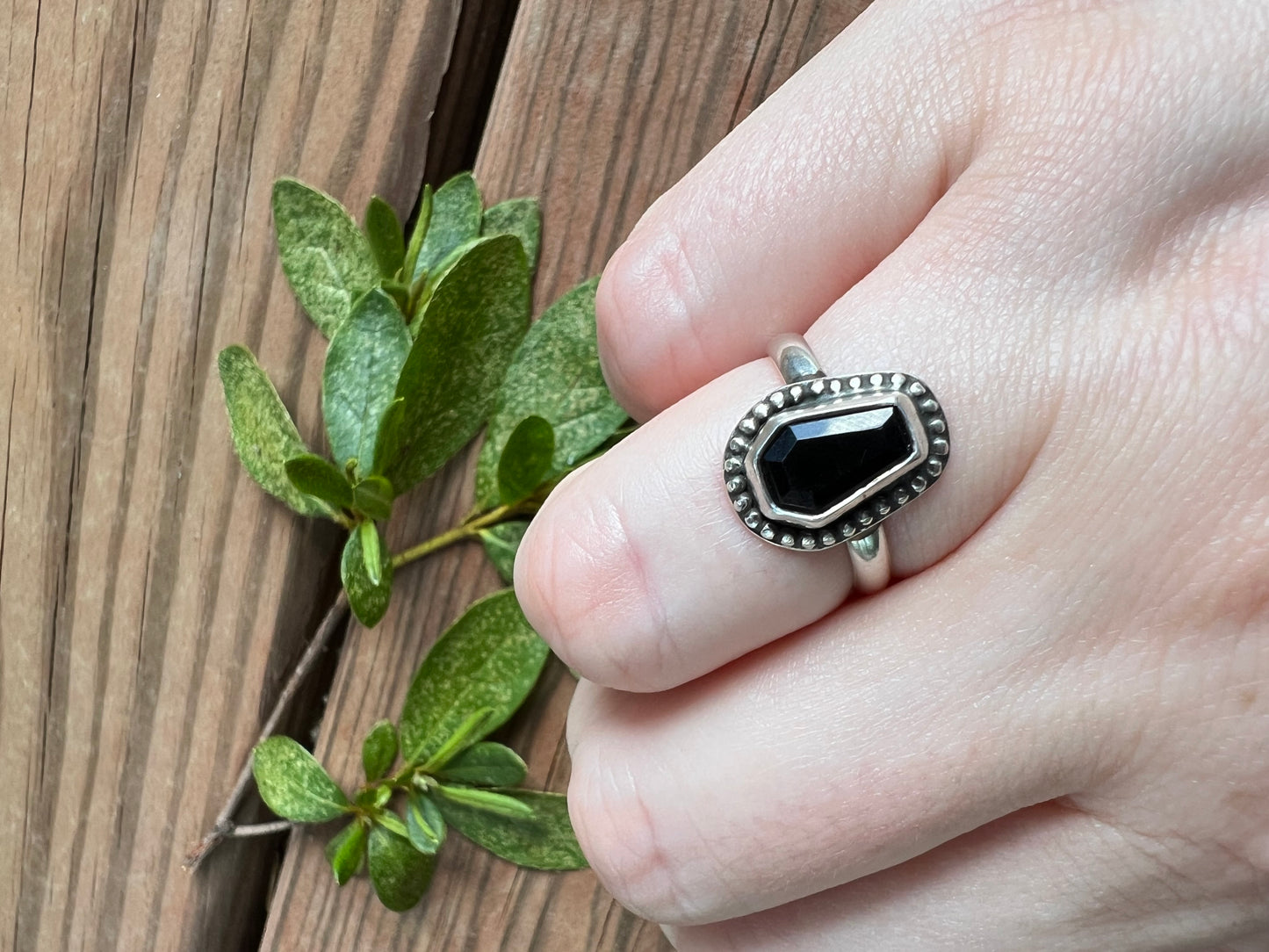 Sterling Silver and Black Onyx Coffin Ring