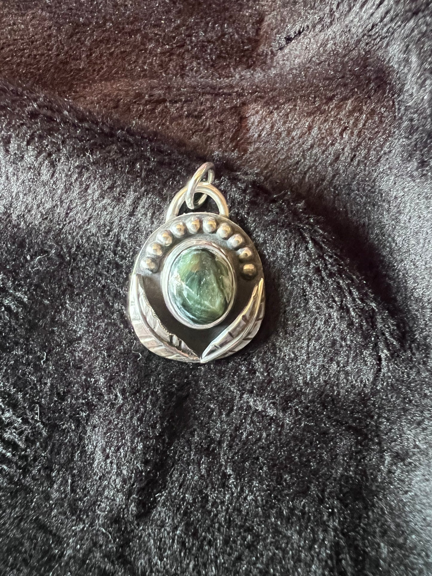 Sterling Silver and Seraphinite Leafy Pendant