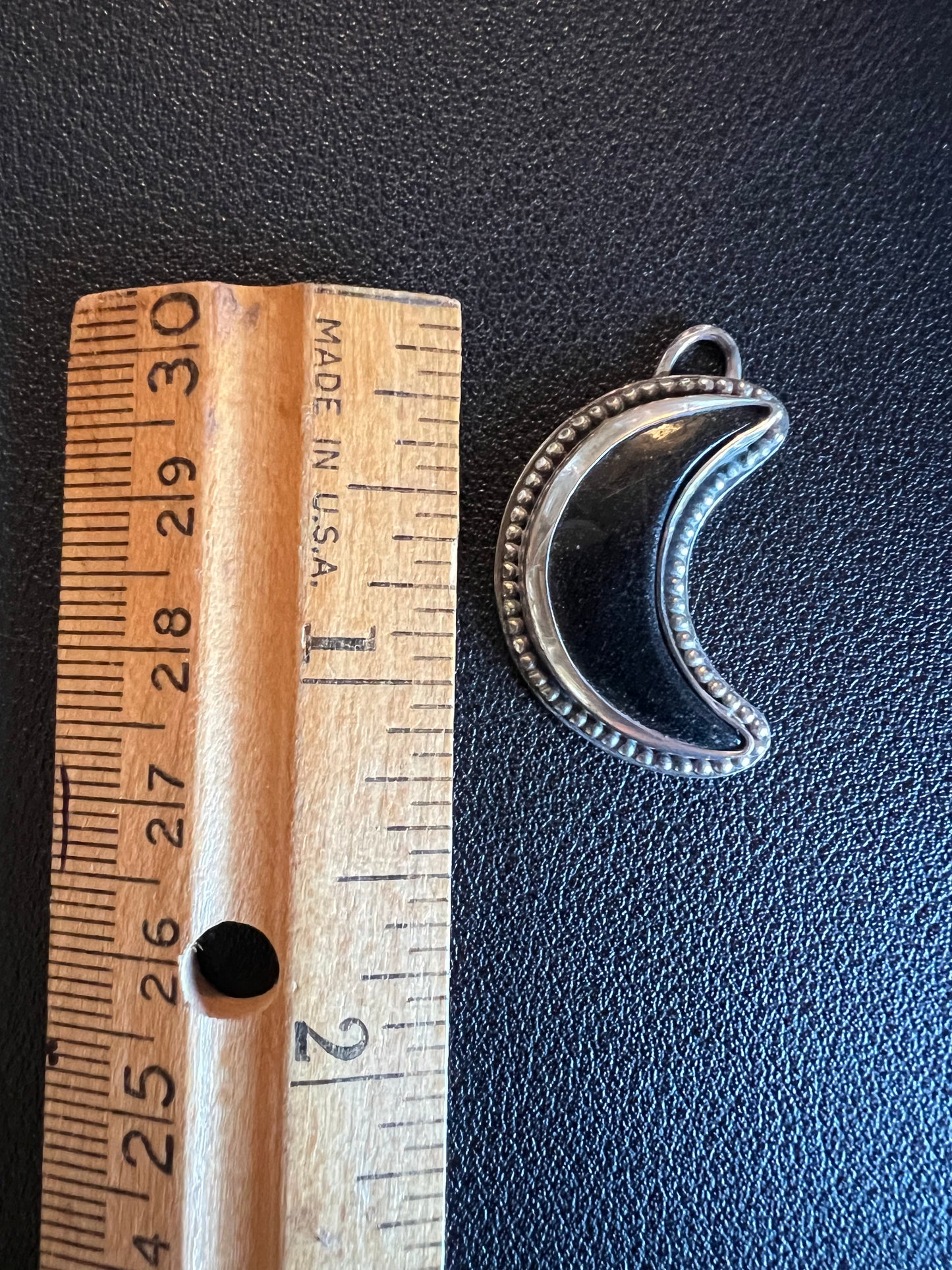 Sterling Silver and Black Onyx Moon Pendant