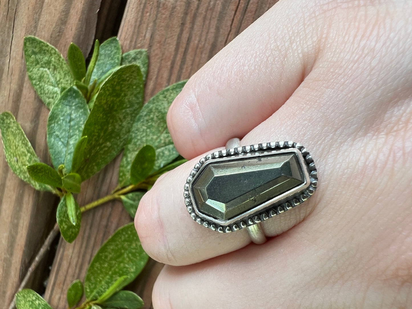Sterling Silver and Pyrite Coffin Ring
