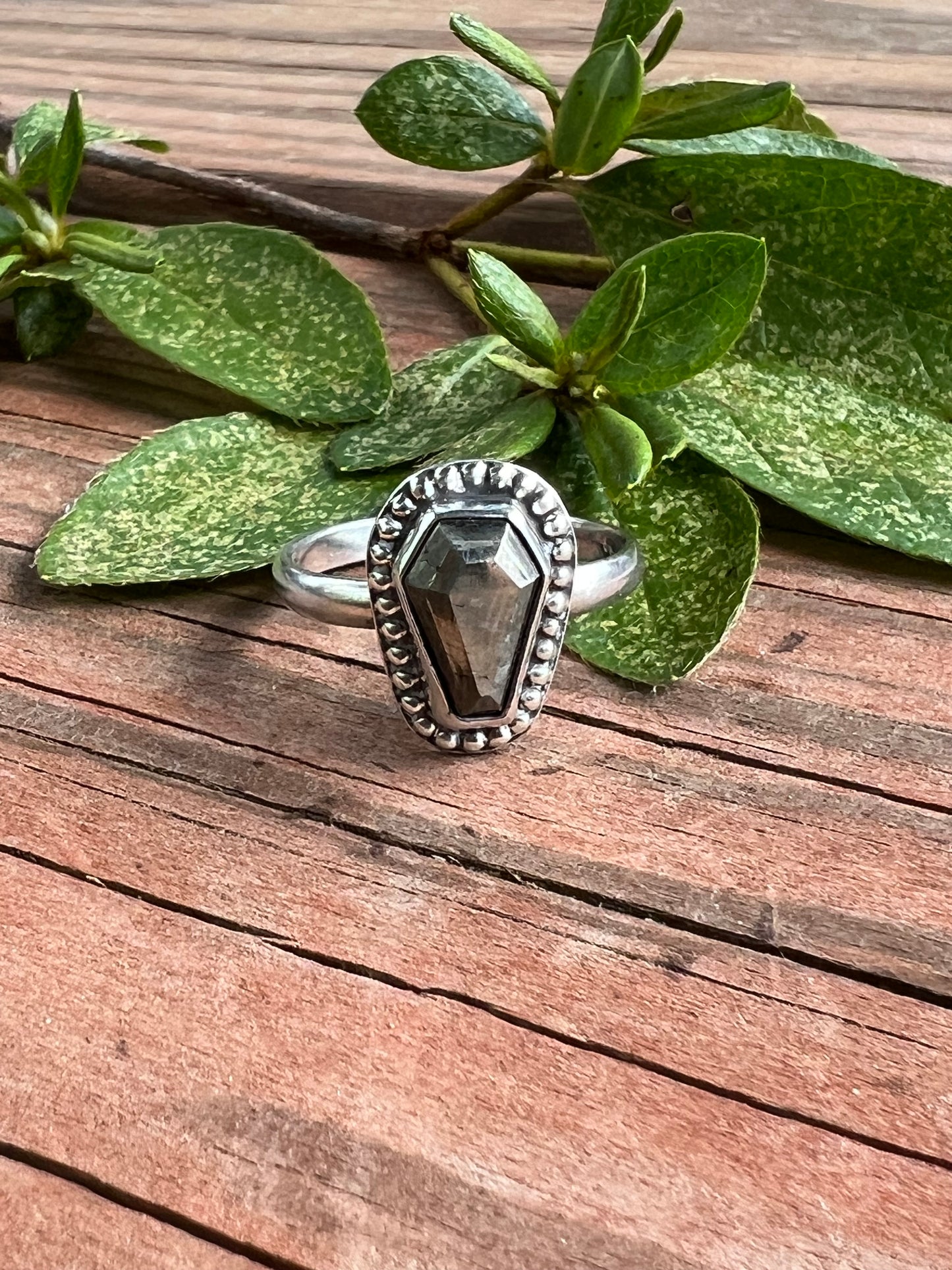 Sterling Silver and Pyrite Coffin Ring