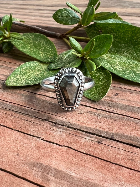 Sterling Silver and Pyrite Coffin Ring