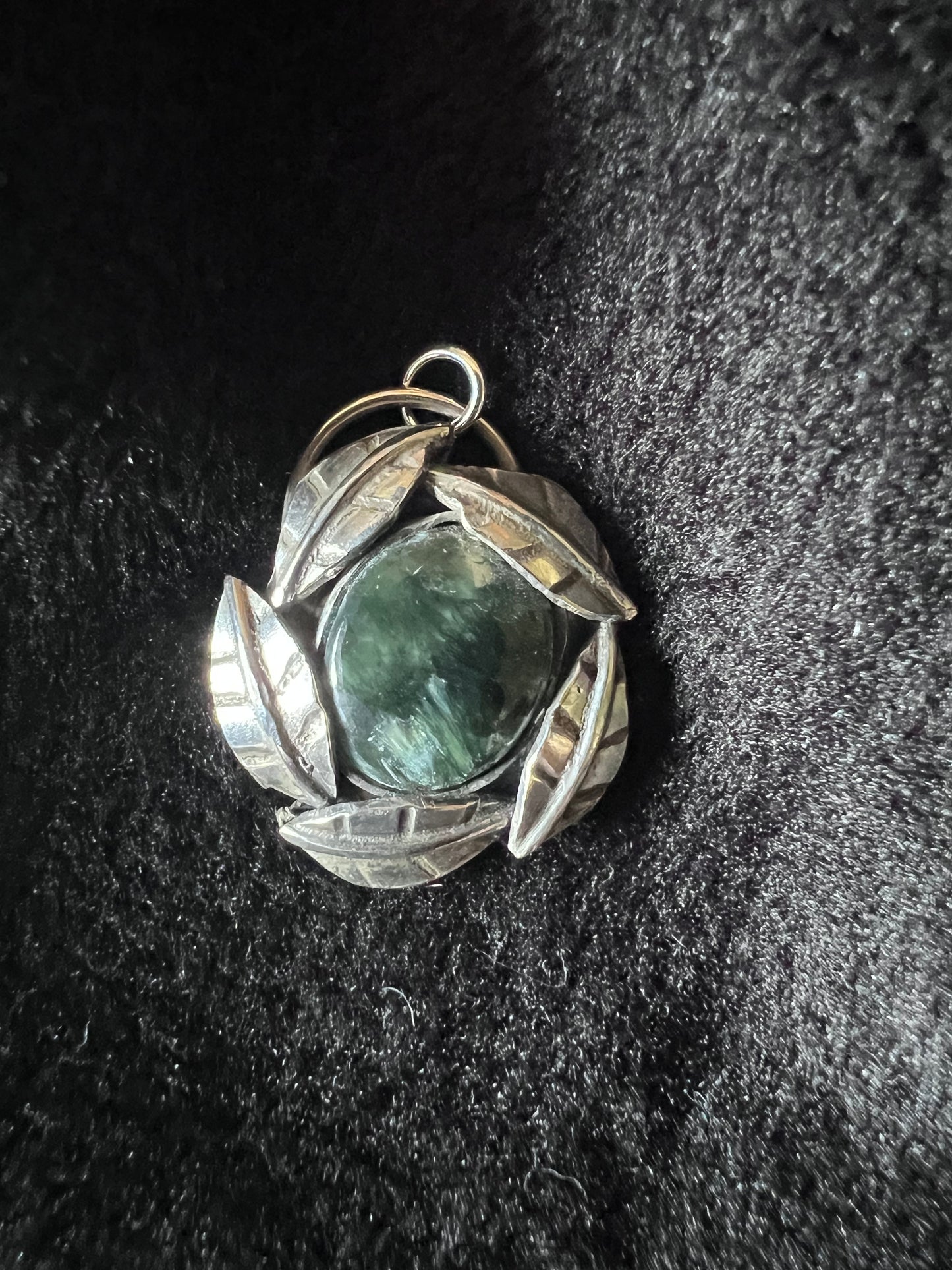 Sterling Silver and Seraphinite Leafy Pendant