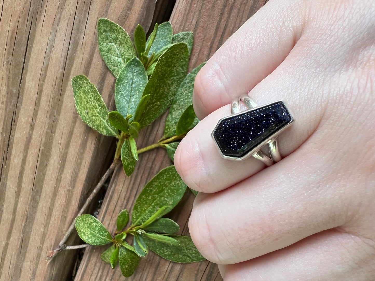 Sterling Silver and Purple Goldstone Ring