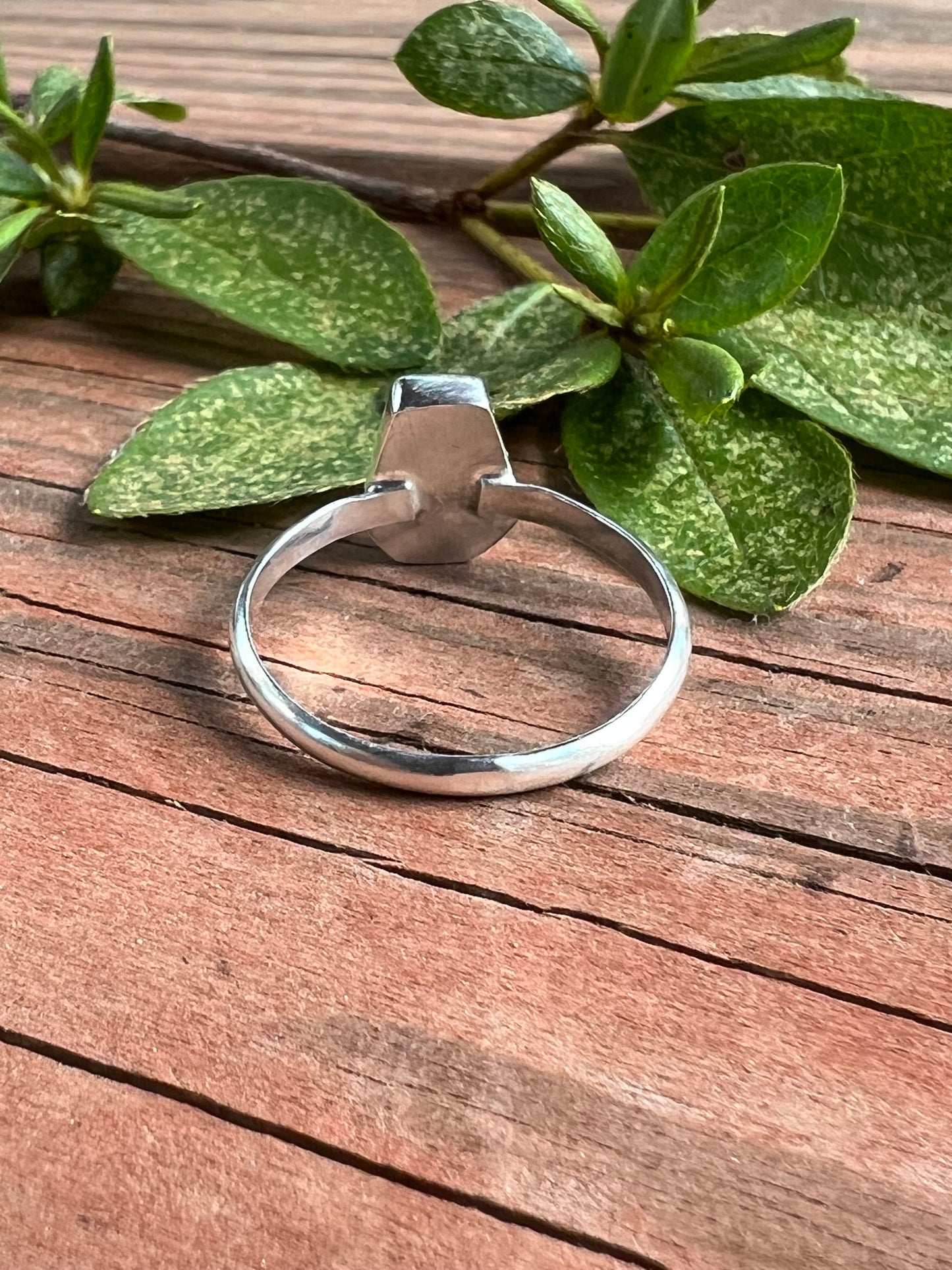 Sterling Silver and Green Aventurine Coffin Ring