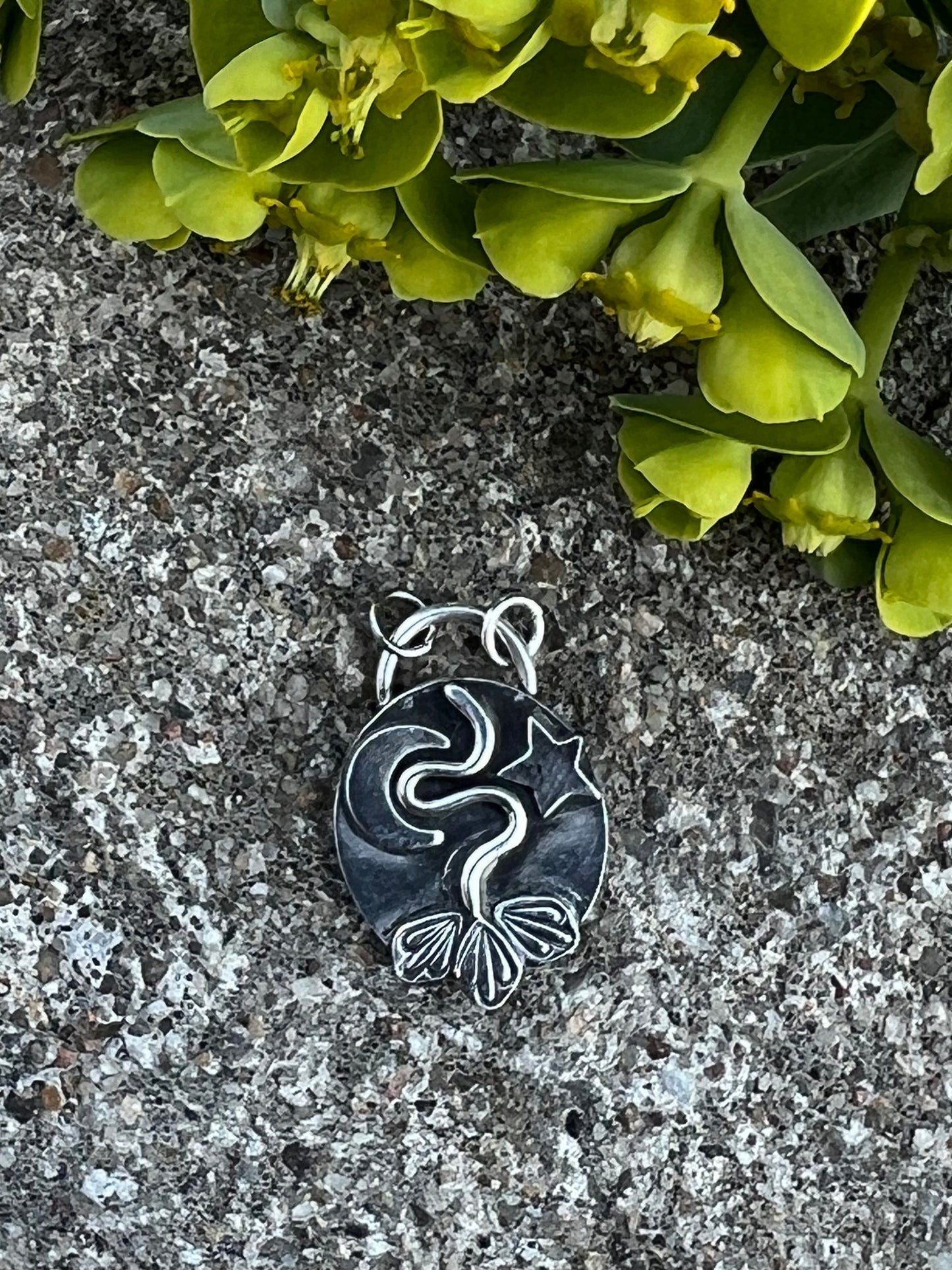 Sterling Silver Snake and Celestial Pendant
