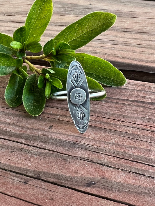 Sterling Silver Stamped Design Ring