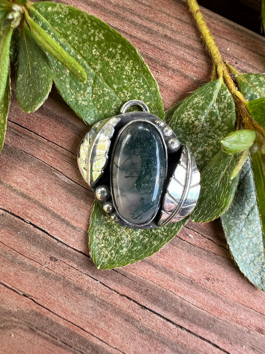 Sterling Silver and Moss Agate Pendant