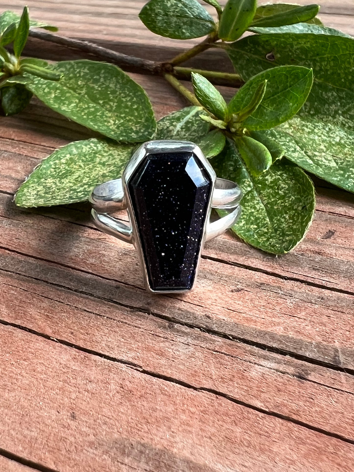 Sterling Silver and Purple Goldstone Ring