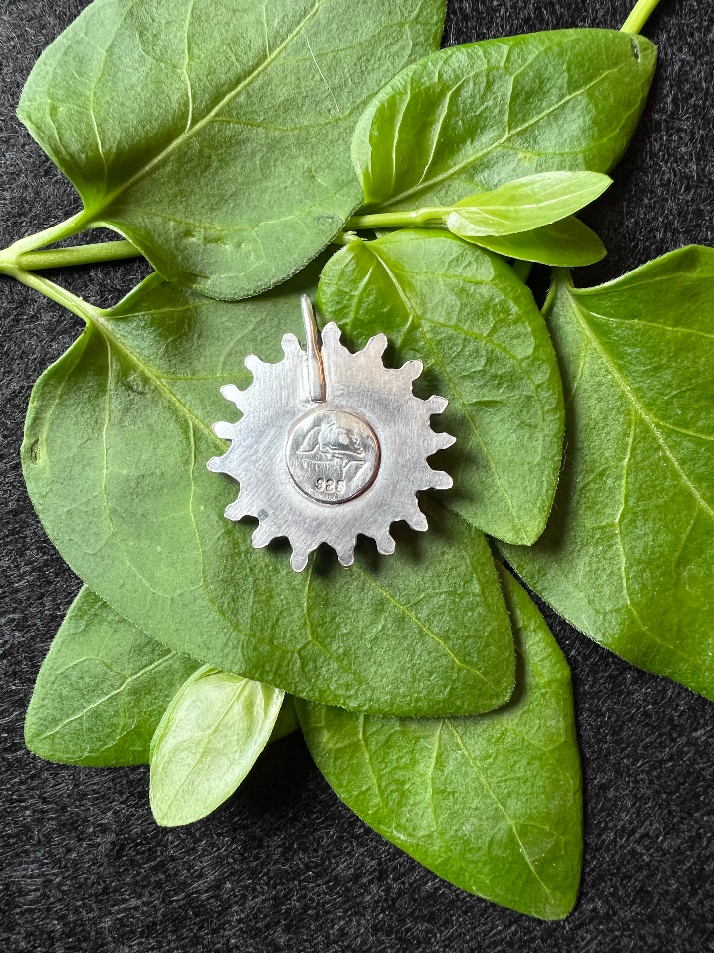 Sterling Silver and Biggs Jasper Sunburst Pendant