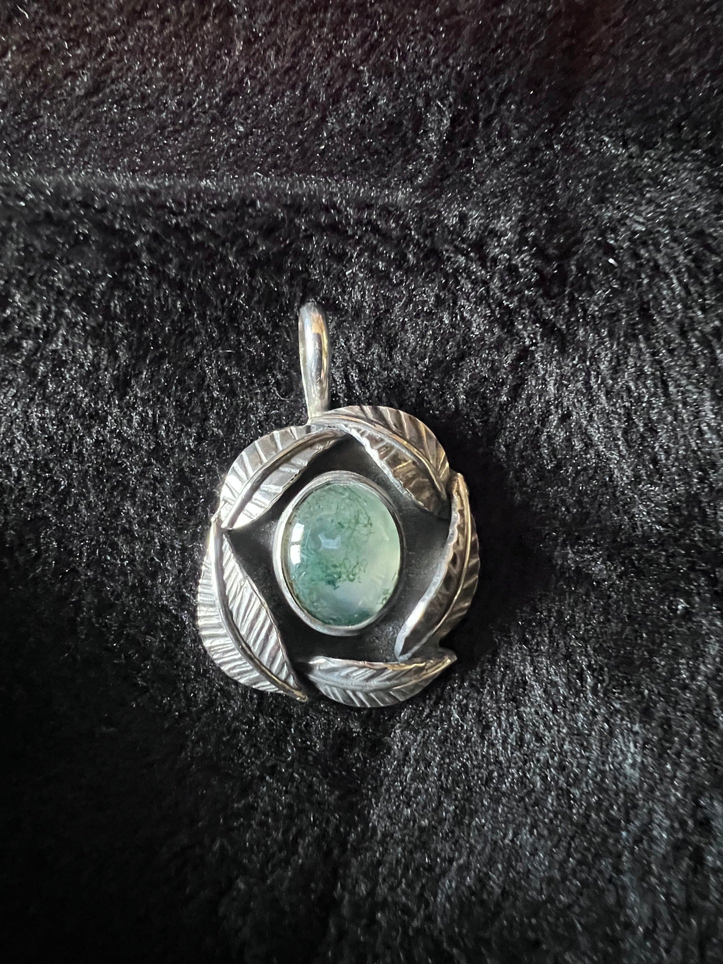 Sterling Silver and Moss Agate Pendant